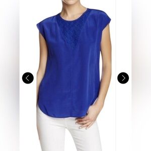 Rebecca Taylor Silk sleeveless blouse top 8 office work blue tank conservative